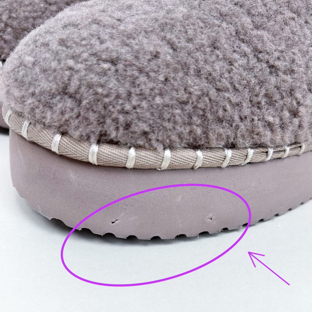 American Eagle SIZE 10 Brown Fluffy Sherpa Scuff Cushioned Slip-On Slides NWT - Picture 2 of 9